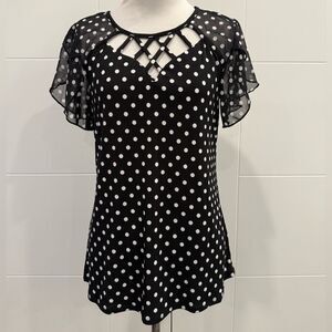 Polka Dot Flutter Sleeve Top